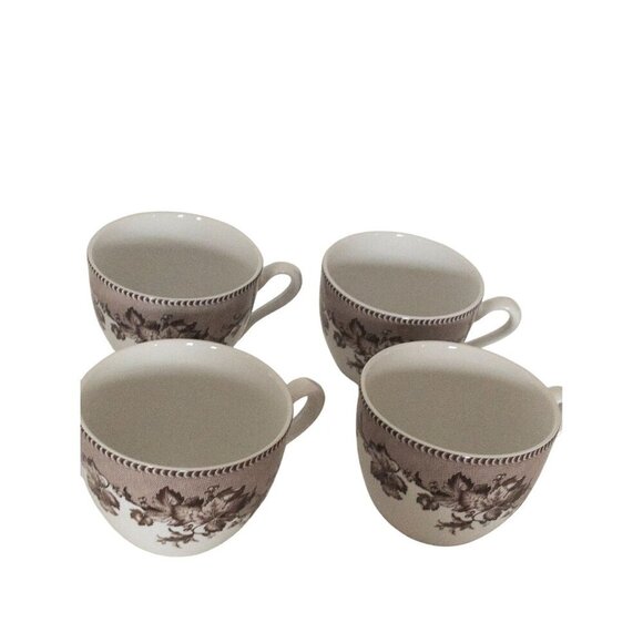 Spode Westbourne Williams-Sonoma Exclusive Tea Cups Set Of 4 Brown Leaf Design - Picture 7 of 10